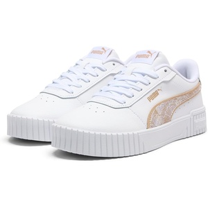 PUMA Women’s Carina Leather Sneaker(2.0 White-prairie Tan)