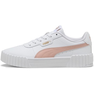 PUMA Women’s Carina Leather Sneaker(3.0 White-rose Quartz-gold)