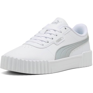 PUMA Women’s Carina Leather Sneaker(3.0 White-silver)