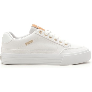PUMA Women’s Court Classic Vulc Sneakers(White-gold)