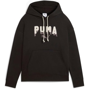 PUMA Womens Essentials Double Up Pull Over Hoodie Casual Outerwear Casual – Black – Size M