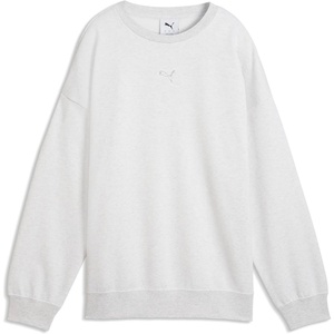 PUMA Women’s Essentials Oversized Fleece Sweatshirt(White Glow Heather)