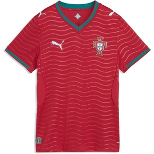 PUMA Womens Portugal Home Crew Neck Short Sleeve Jersey Casual(Club Red-green Lagoon)