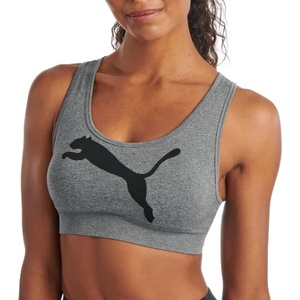 PUMA Women’s Seamless Padded Sports Bra(Big Cat Medium Heather Grey)