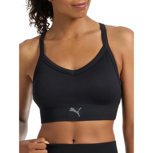 PUMA Women’s Seamless Padded Sports Bra(Black Rib)