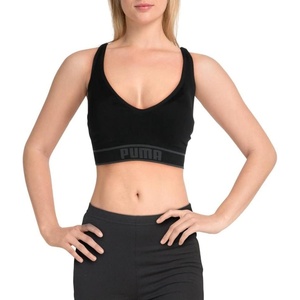 PUMA Women’s Seamless Padded Sports Bra(Solstice Black/Heather Grey)