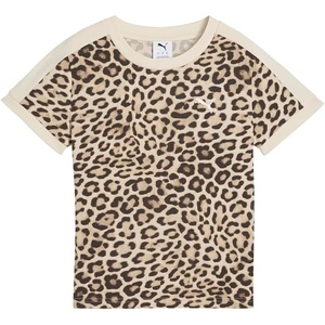 PUMA Womens T7 Leo Luxe All Over Print Slim Crew Neck Short Sleeve Casual Tops Casual – Black(Alpine Snow-ice Coffee All Over Print Ah25)