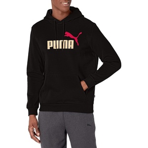 PUMA mens Essentials Logo Fleece Hoodie (Available in Big & Tall)(Cotton Black-gold)