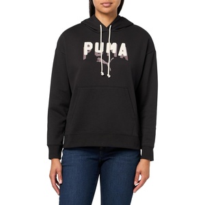 PUMA womens Graphic Hoodie(Black Double Up Ah25)