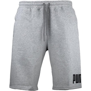 Puma Mens Big Logo Fleece 10″ Shorts (Available in Big & Tall)(Medium Gray Heather/Black)