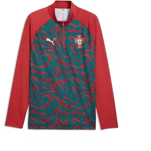 Puma Men’s FA Portugal Warm Up 1/4 Zip Top(Club Red-green Lagoon)