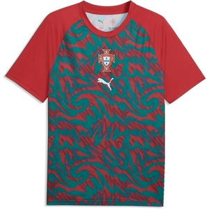Puma Men’s FA Portugal Warm Up Jersey(Club Red-green Lagoon)
