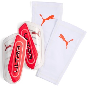 Puma Ultra Flex Sleeve Soccer Shin Guards(Puma White-Ultra Red)