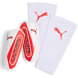 Puma Ultra Light Sleeve Soccer Shin Guards(Puma White-Ultra Red)