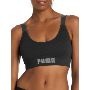 Puma Women’s 2 Pack Seamless Sports Bra(Black/Heather Grey Scoop)