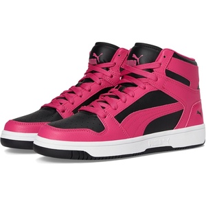 Puma Womens Rebound Layup Luster Mid Shoes(Black-pink)