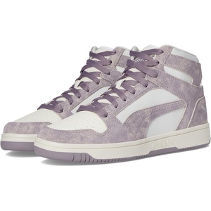Puma Womens Rebound Layup Luster Mid Shoes(Feather Gray-plum Jam-warm White Ah25)