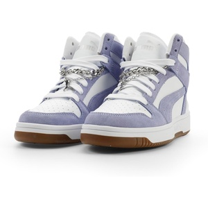 Puma Womens Rebound Layup Luster Mid Shoes(Puma White-intense Lavender-puma Silver)