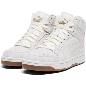 Puma Womens Rebound Layup Luster Mid Shoes(Warm White-gold)