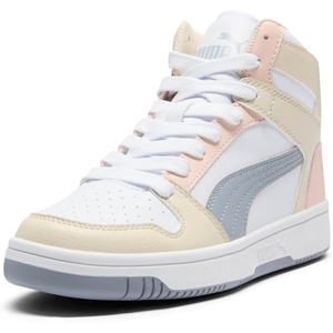 Puma Womens Rebound Layup Luster Mid Shoes(White-gray Fog-alpine Snow)