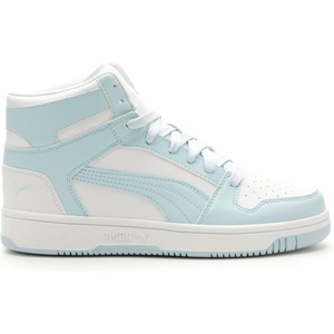 Puma Womens Rebound Layup Luster Mid Shoes(White-icy Blue)