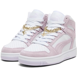 Puma Womens Rebound Layup Luster Mid Shoes(White-lilac Frost)