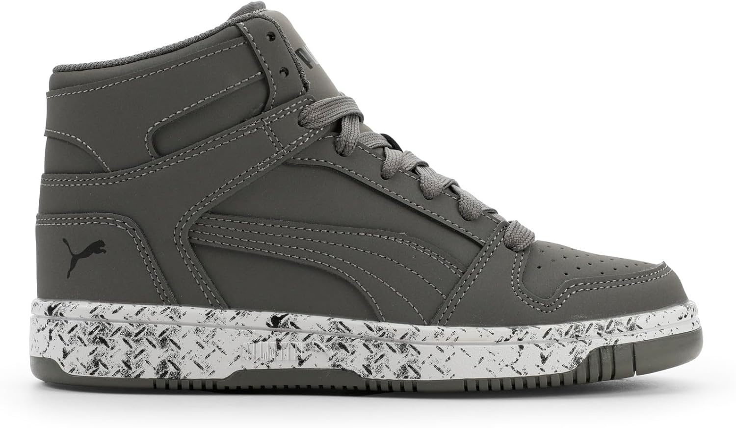 image:imagePUMA Boys Rebound Layup Mid SneakersCast Ironpuma Blackpuma White