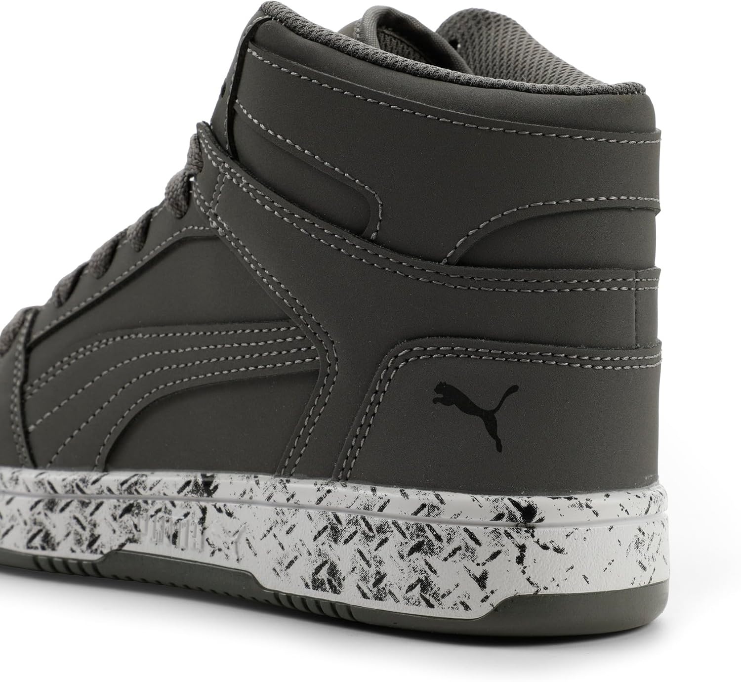 image:imagePUMA Boys Rebound Layup Mid SneakersCast Ironpuma Blackpuma White