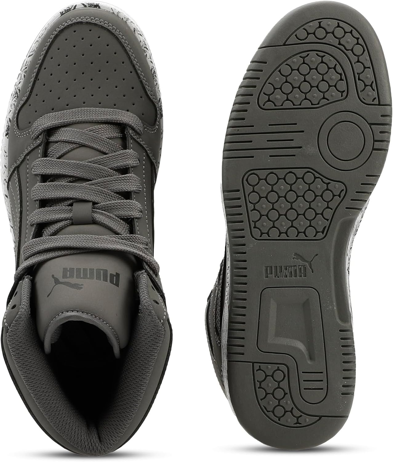 image:imagePUMA Boys Rebound Layup Mid SneakersCast Ironpuma Blackpuma White