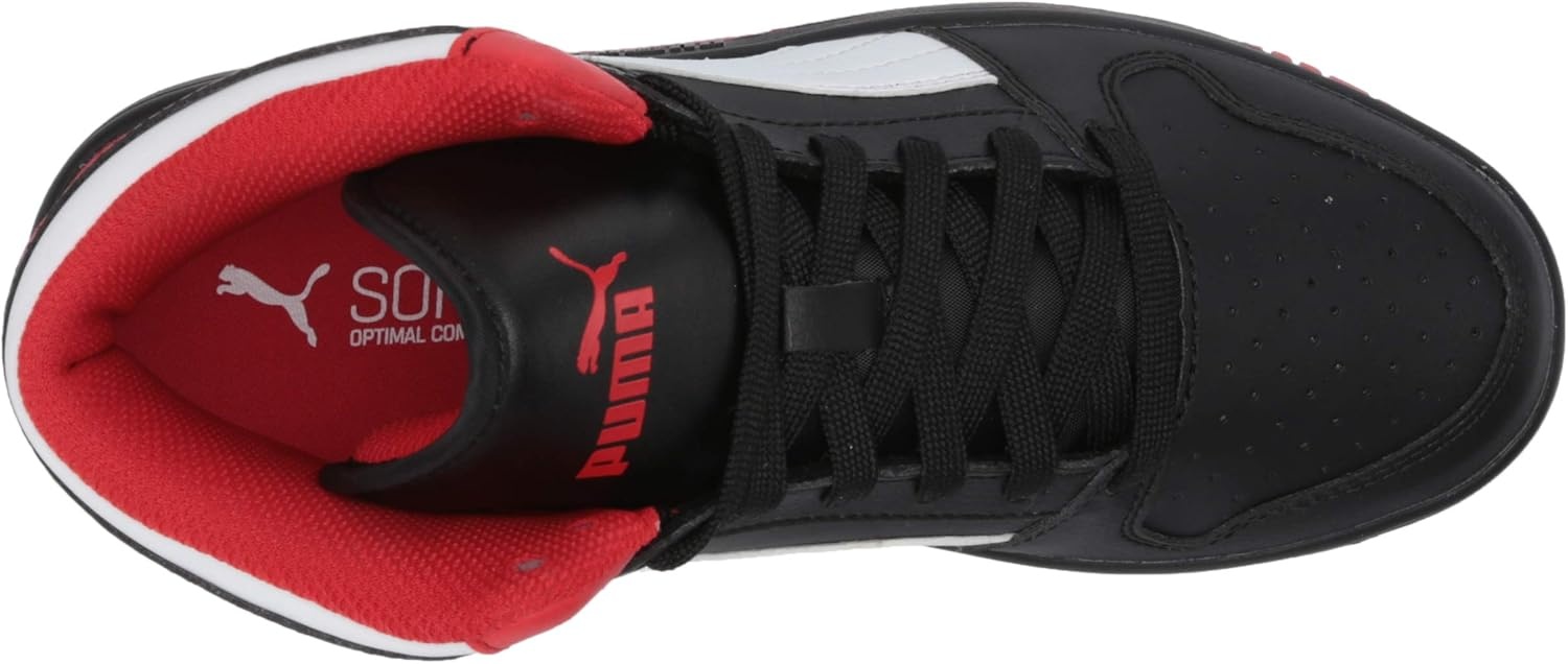 image:imagePUMA Boys Rebound Layup Mid SneakersPuma Blackhigh Risk Redpuma White