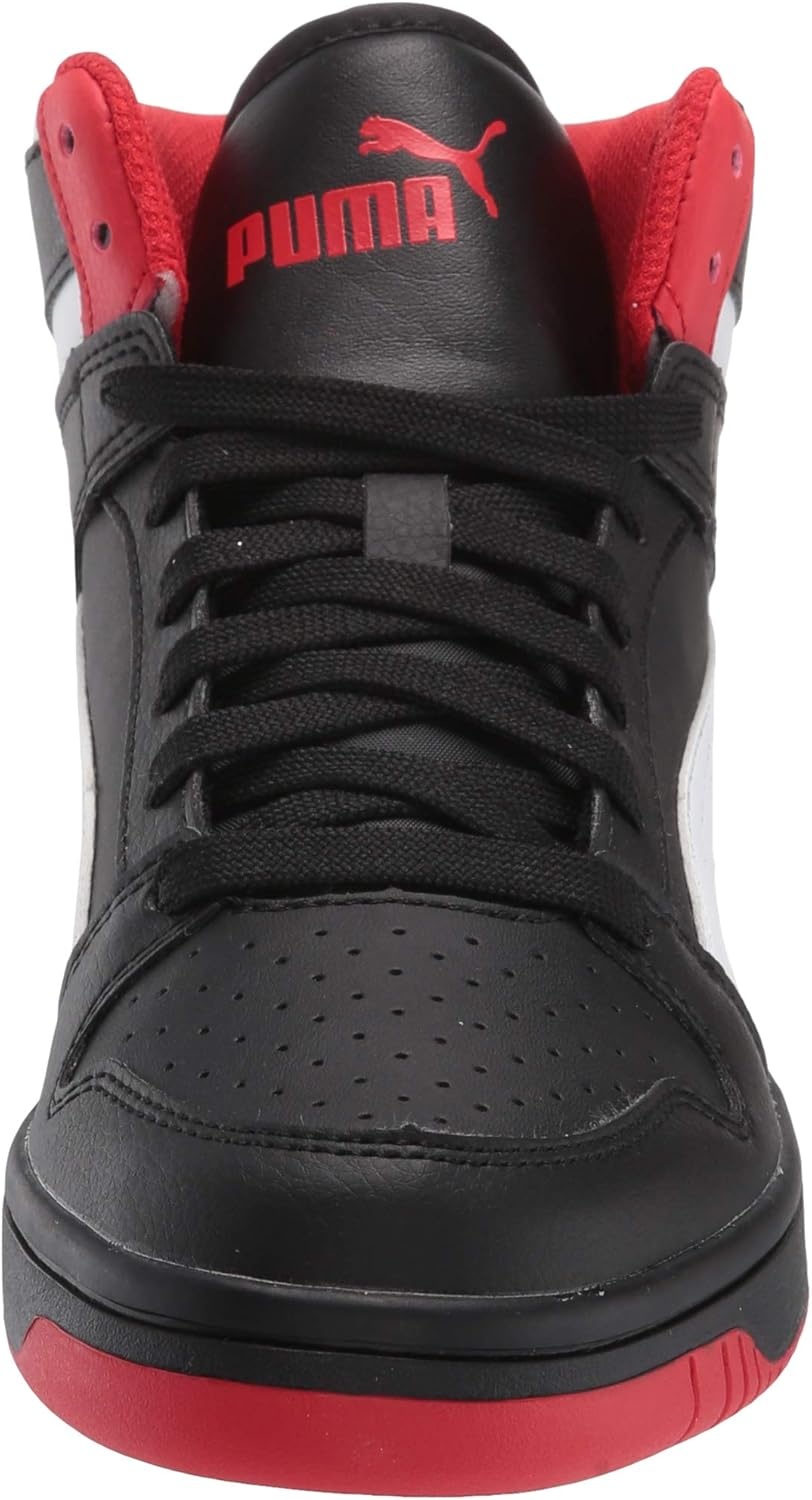 image:imagePUMA Boys Rebound Layup Mid SneakersPuma Blackhigh Risk Redpuma White