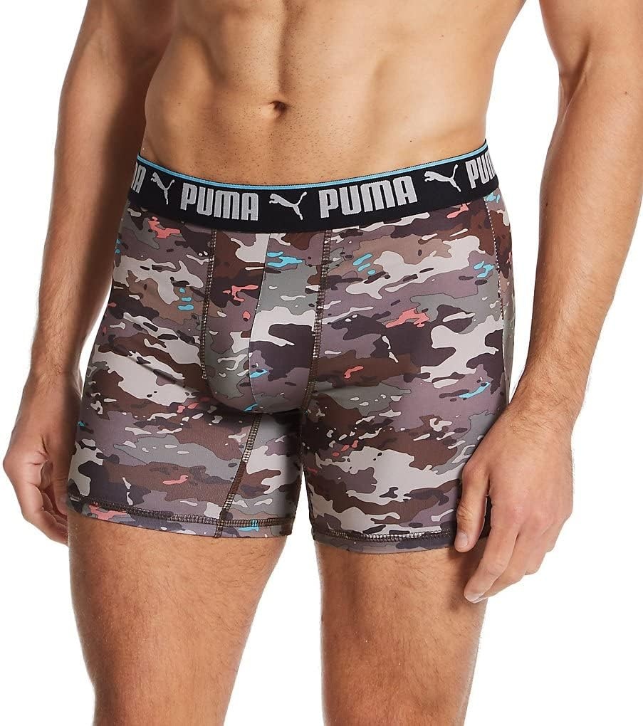 image:imagePUMA Mens 3 Pack Performance Boxer BriefGreenBlack Camo Print