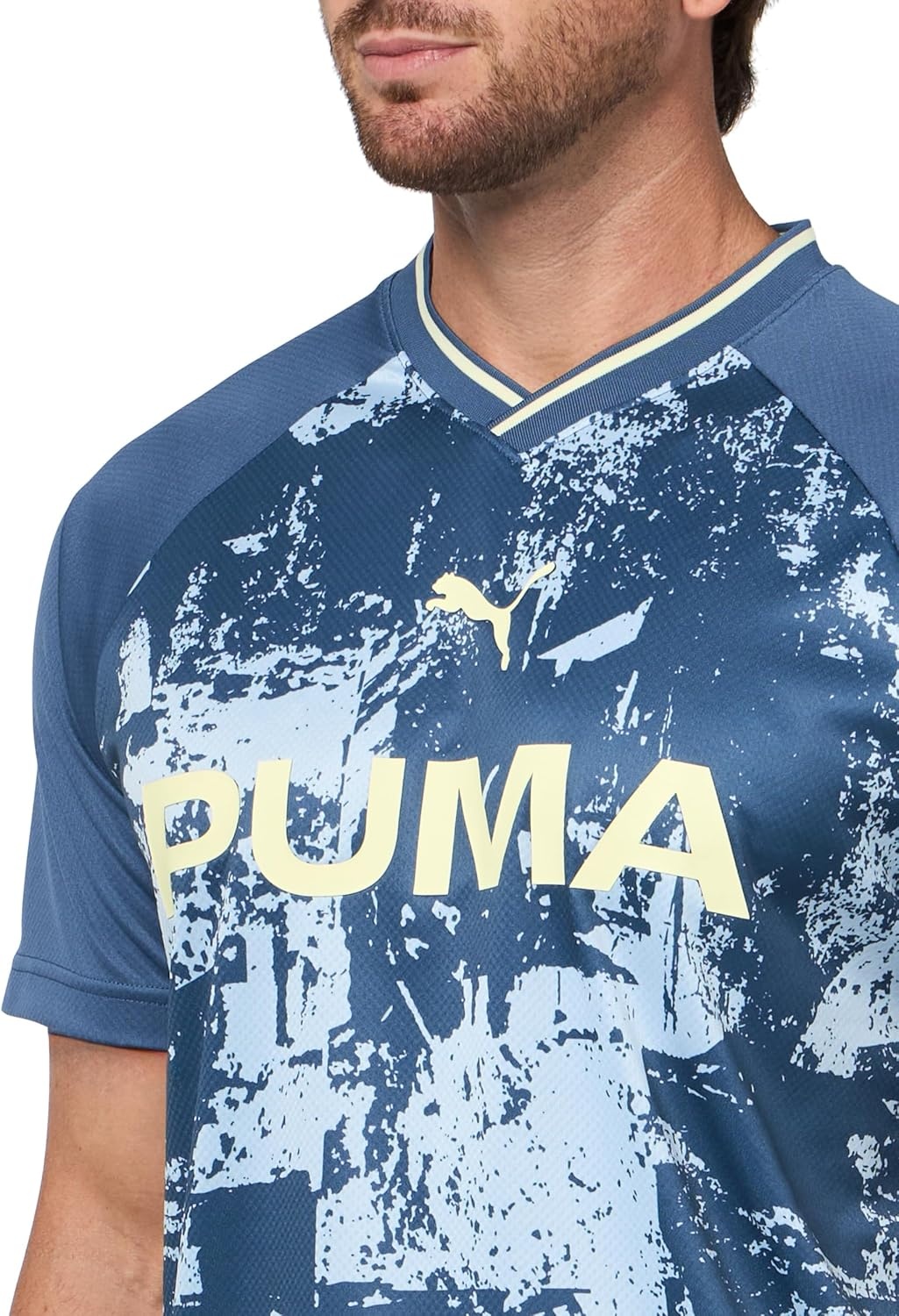 image:imagePUMA Mens Essentials Short Sleeve JerseyDark Indigogold Moon All Over Print Ah25
