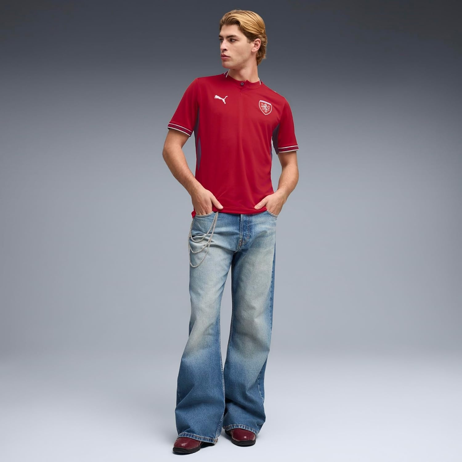 image:imagePUMA Mens Facr Home Crew Neck Short Sleeve Replica Jersey CasualDark Cherrypuma Navy