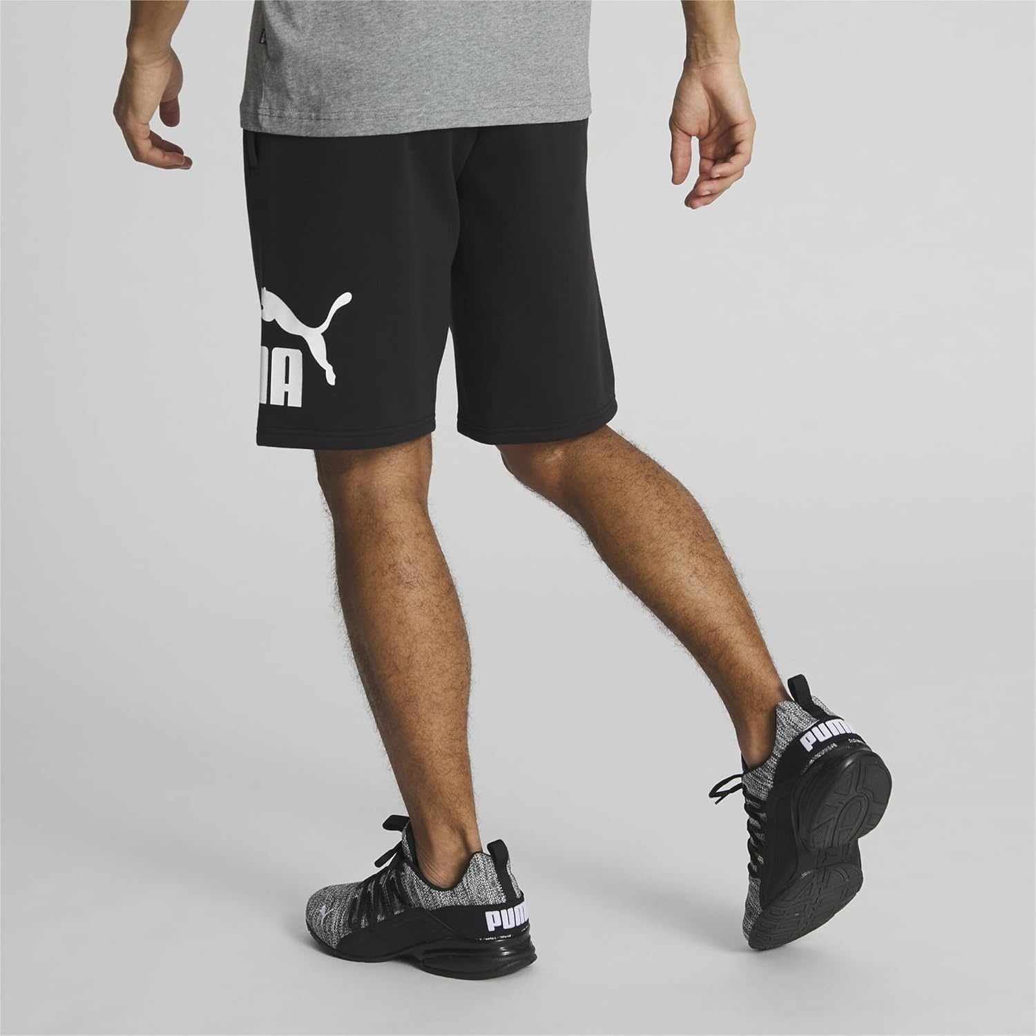 image:imagePUMA Mens Logo Fleece Drawstring 10 Inch Shorts Casual Bottoms Casual DrawstringBlack