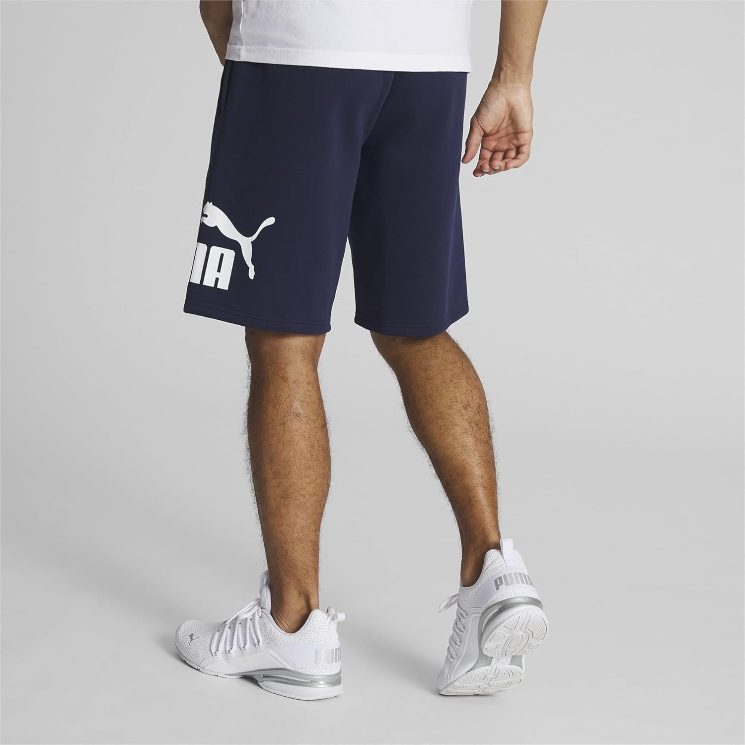 image:imagePUMA Mens Logo Fleece Drawstring 10 Inch Shorts Casual Bottoms Casual DrawstringBlue