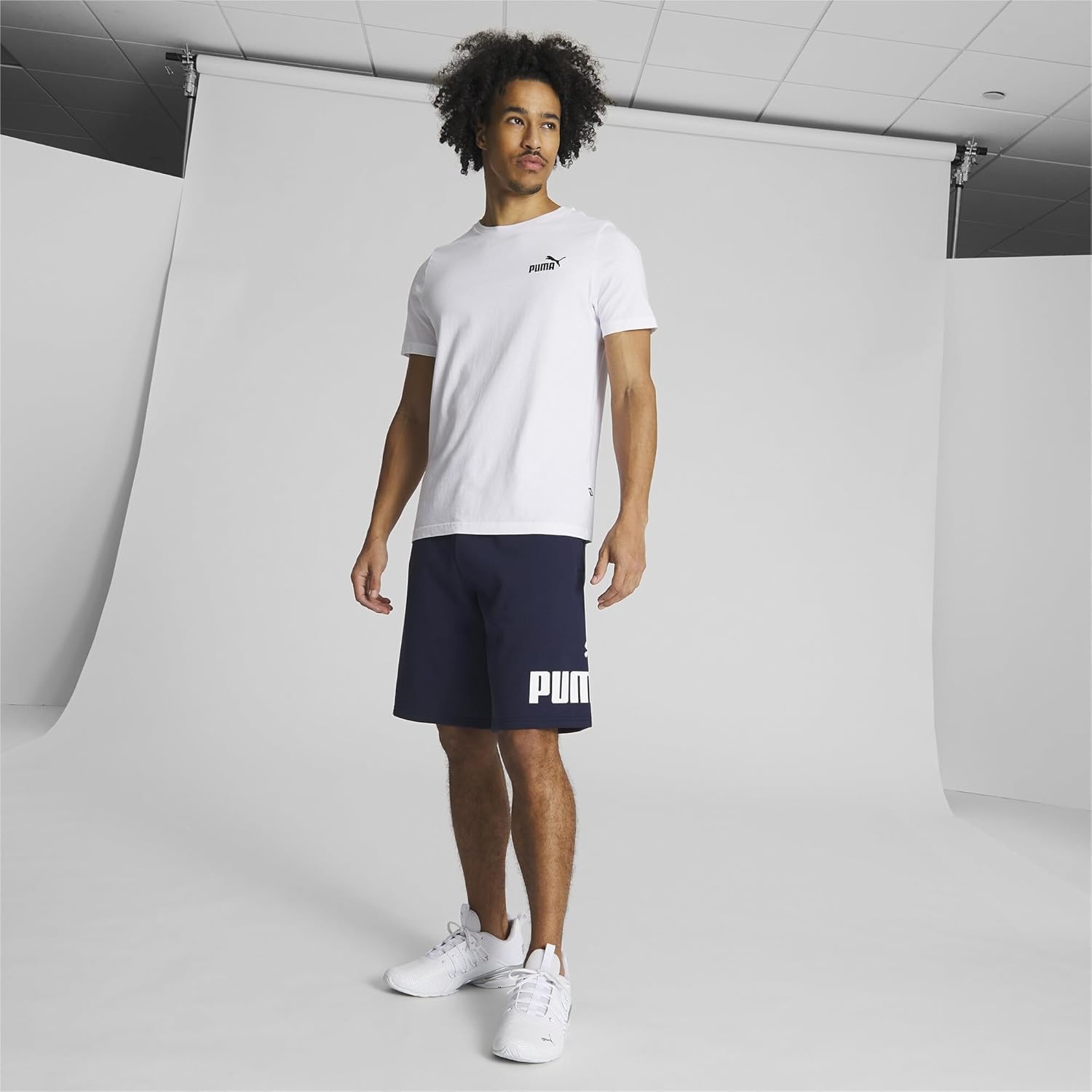 image:imagePUMA Mens Logo Fleece Drawstring 10 Inch Shorts Casual Bottoms Casual DrawstringBlue