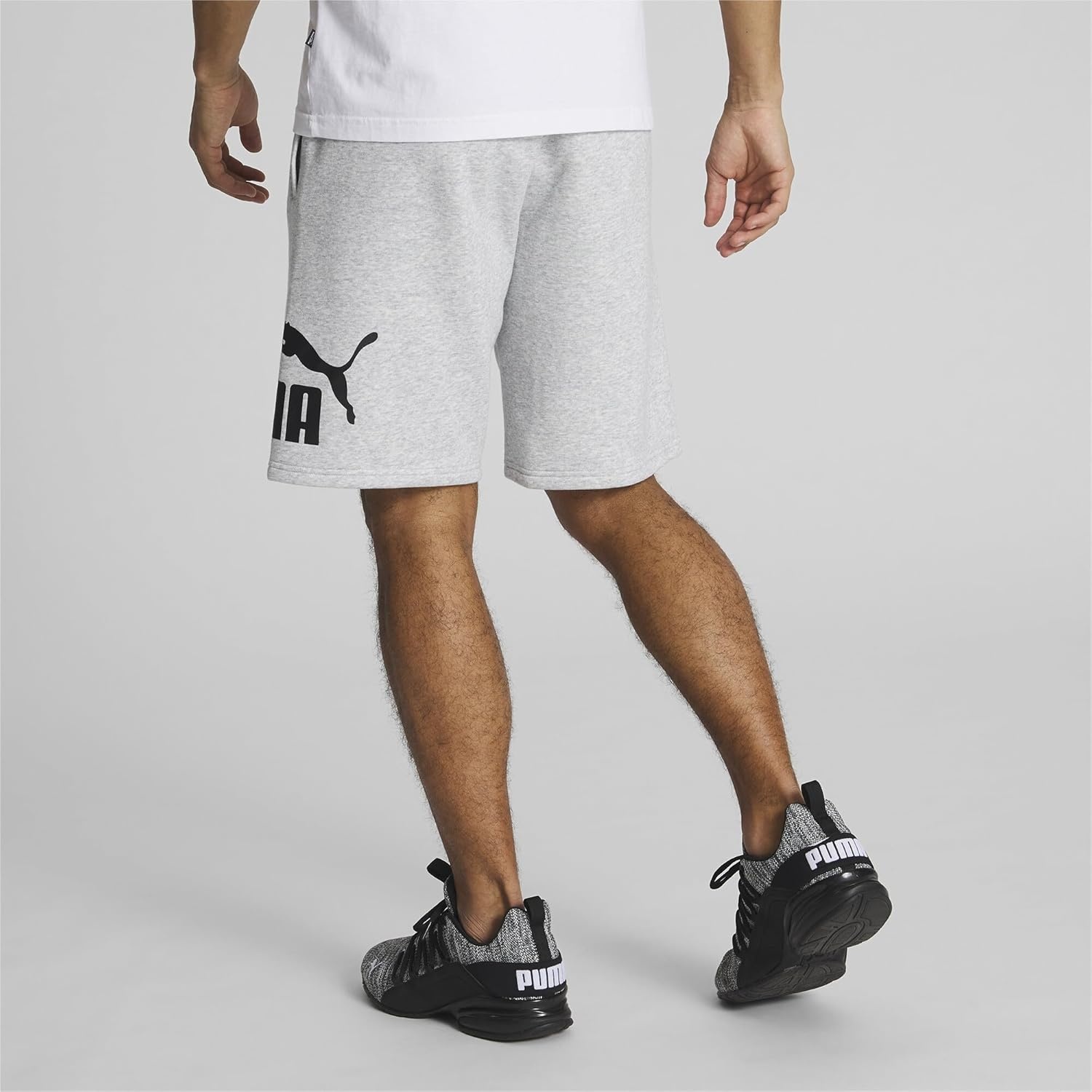 image:imagePUMA Mens Logo Fleece Drawstring 10 Inch Shorts Casual Bottoms Casual DrawstringGrey