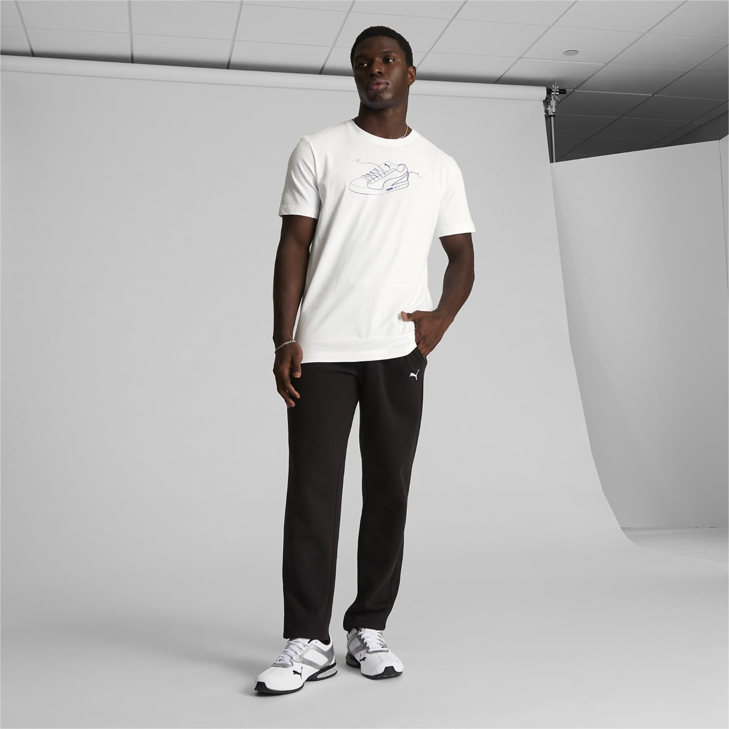 image:imagePUMA Mens Logo Fleece Drawstring 10 Inch Shorts Casual Bottoms Casual DrawstringWhite