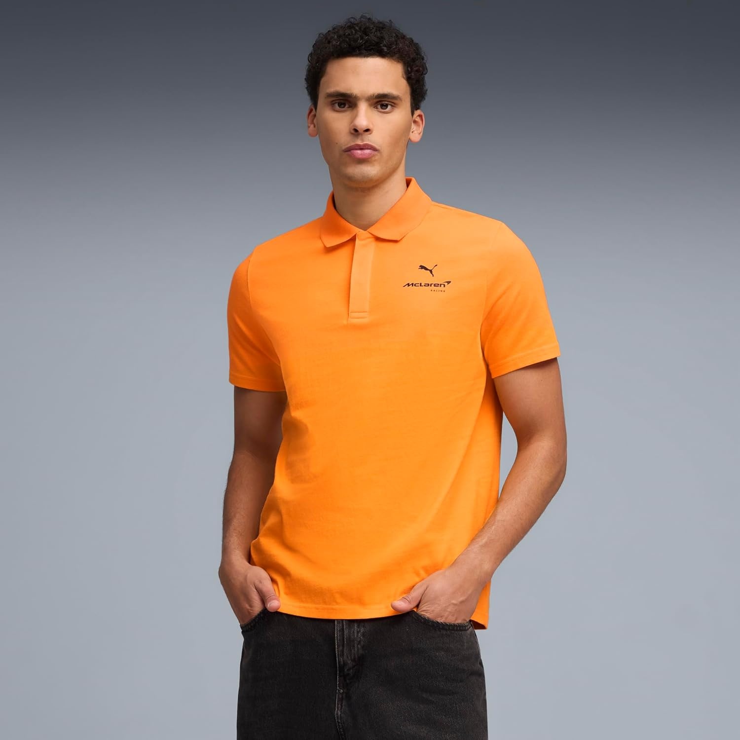 image:imagePUMA Mens Mclaren X Small Logo Short Sleeve Shirt Casual Casual BlackPapaya