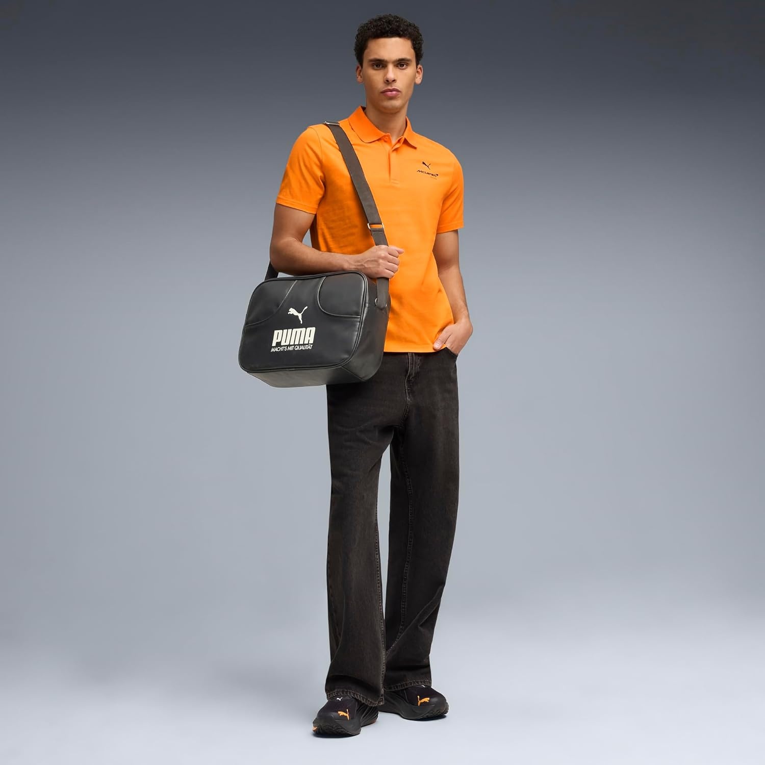 image:imagePUMA Mens Mclaren X Small Logo Short Sleeve Shirt Casual Casual BlackPapaya