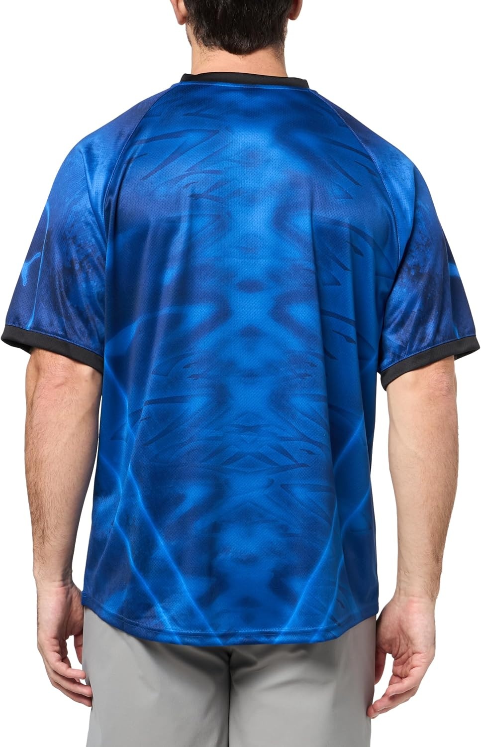 image:imagePUMA Mens PumatechX All Over Print Relaxed VNeck Short Sleeve Jersey Casual BlackMountain Blueall Over Print Ah25