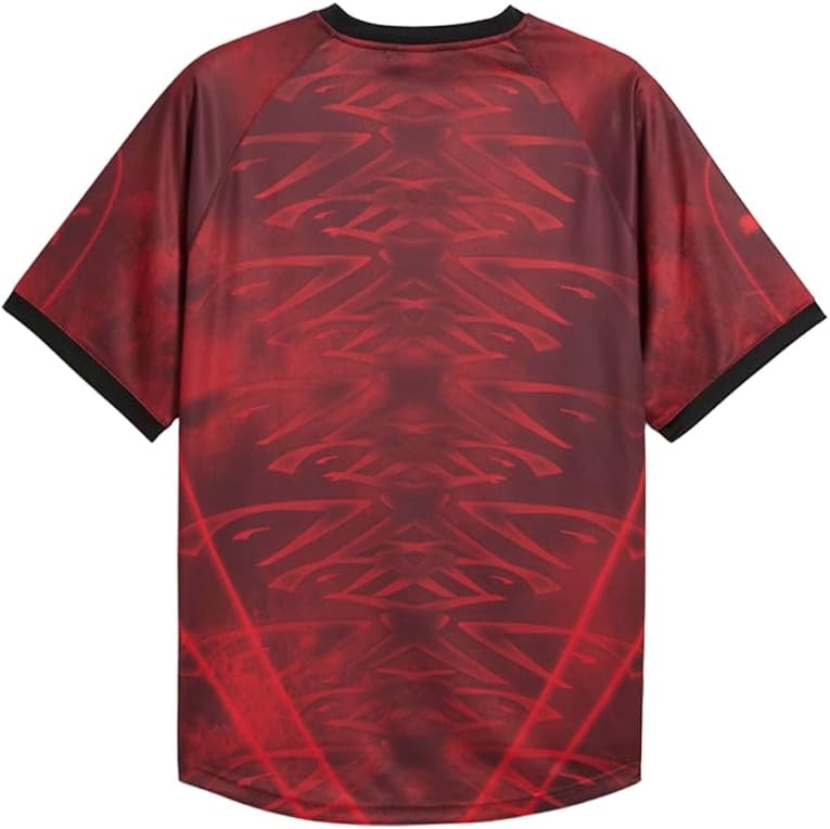 image:imagePUMA Mens PumatechX All Over Print Relaxed VNeck Short Sleeve Jersey Casual BlackRed