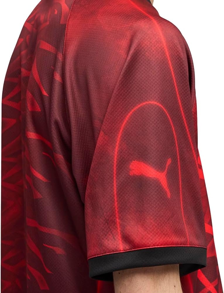 image:imagePUMA Mens PumatechX All Over Print Relaxed VNeck Short Sleeve Jersey Casual BlackRed