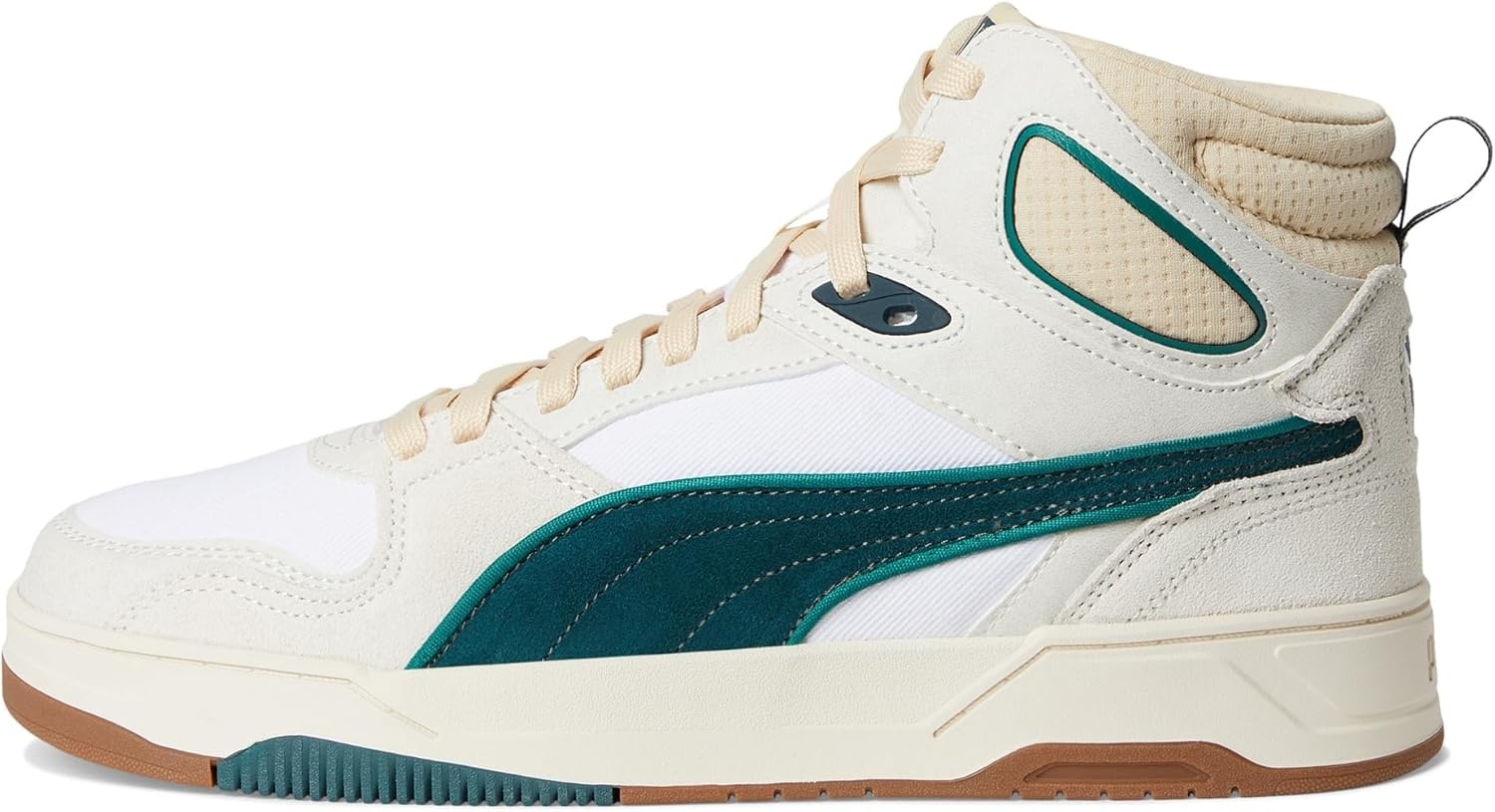 image:imagePUMA Mens Rebound Break Mid Lace Up Sneakers Shoes CasualVapor GrayGreen TerrainWhite