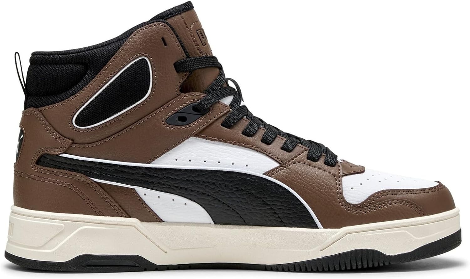 image:imagePUMA Mens Rebound Break Mid Lace Up Sneakers Shoes CasualWhiteblackflat Bronze Ah25