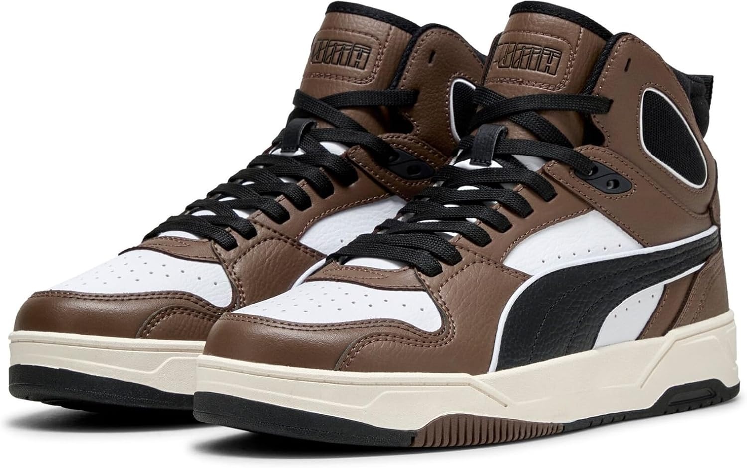 image:imagePUMA Mens Rebound Break Mid Lace Up Sneakers Shoes CasualWhiteblackflat Bronze Ah25