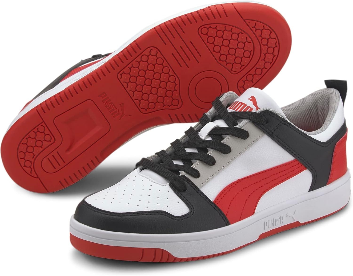 image:imagePUMA Mens Rebound Layup Lo SneakerPuma White High Risk Red Puma Black Gray Violet