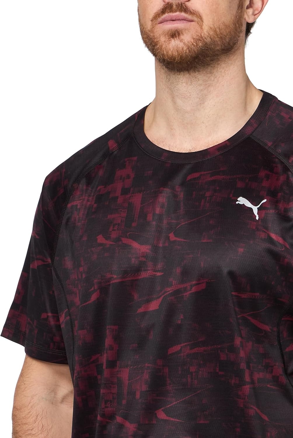 image:imagePUMA Mens Run Favorite Velocity Crew Neck Short Sleeve Athletic Running Casual Tops BreathableRuby Shimmer All Over Print Ah25