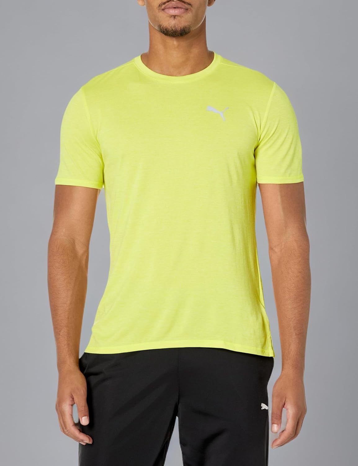 image:imagePUMA Mens Run Favorite Velocity Crew Neck Short Sleeve Athletic Running Casual Tops BreathableYellow Burst Heather